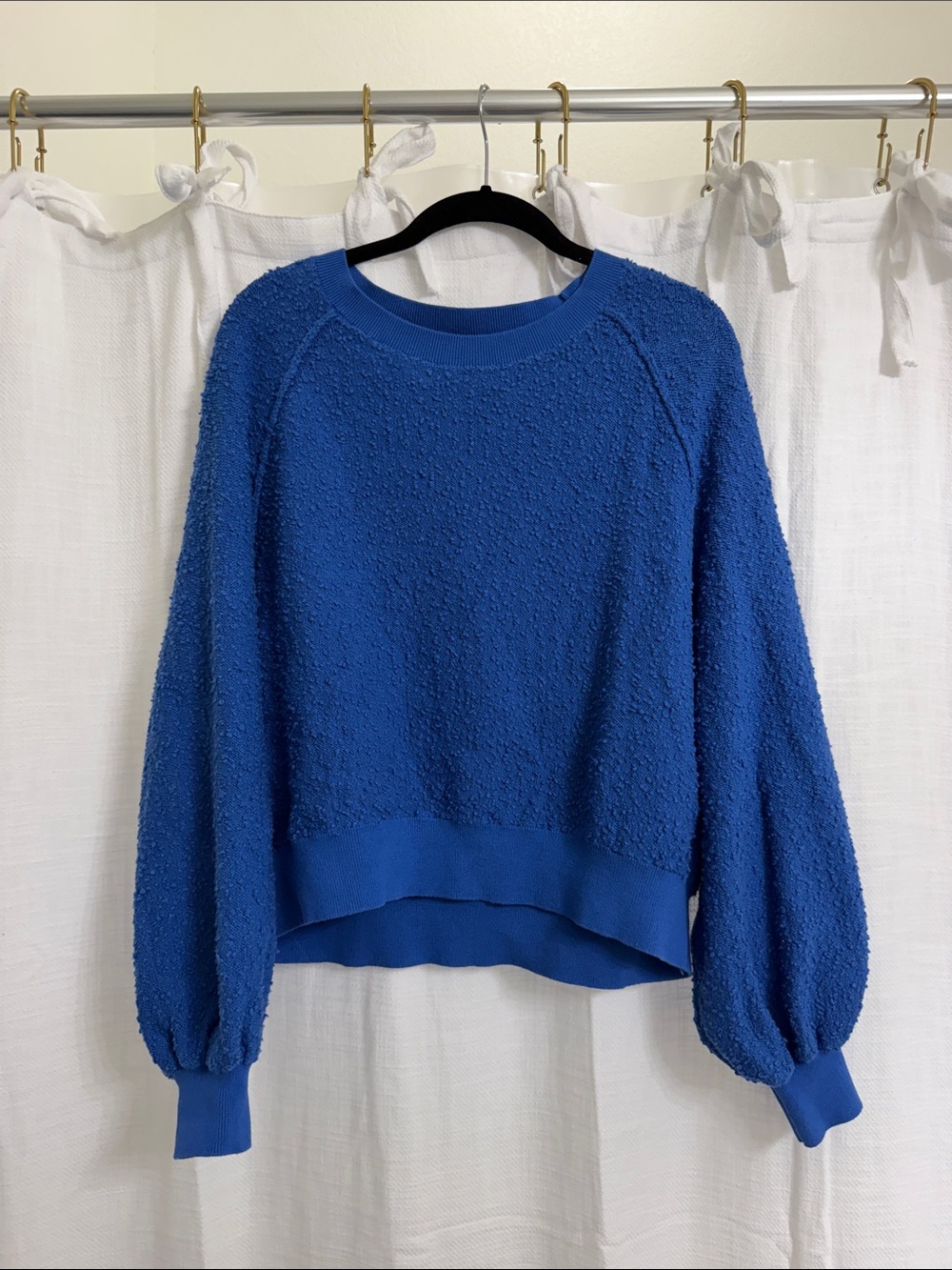 Free People Royal Blue Cozy Textured Pullover Sweater